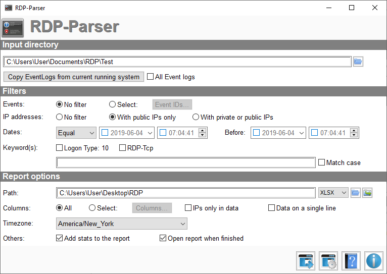 RDP-Parser Main Window